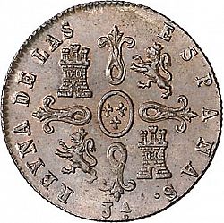 Large Reverse for 4 Maravedies 1850 coin