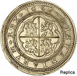 Large Reverse for 50 Reales 1682 coin
