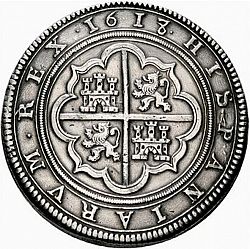 Large Reverse for 50 Reales 1618 coin
