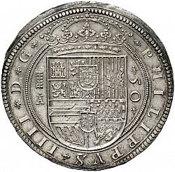 Large Obverse for 50 Reales 1628 coin
