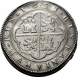 Large Reverse for 50 Reales 1651 coin