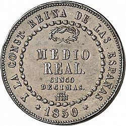 Large Reverse for 1/2 Real 1850 coin