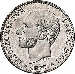Large Obverse for 50 Céntimos 1880 coin