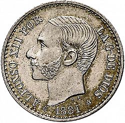 Large Obverse for 50 Céntimos 1881 coin