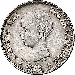 Large Obverse for 50 Céntimos 1892 coin