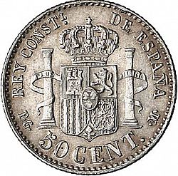 Large Reverse for 50 Céntimos 1892 coin