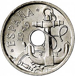 Large Reverse for 50 Céntimos 1949 coin