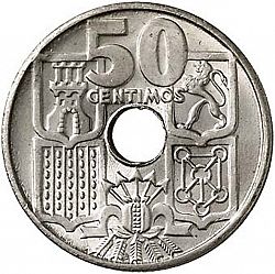 Large Reverse for 50 Céntimos 1949 coin