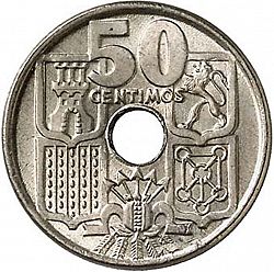 Large Reverse for 50 Céntimos 1949 coin