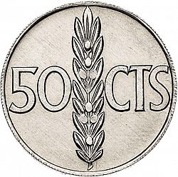 Large Reverse for 50 Céntimos 1966 coin