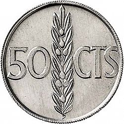 Large Reverse for 50 Céntimos 1966 coin