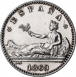 Large Obverse for 50 Céntimos 1869 coin