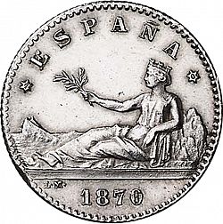 Large Obverse for 50 Céntimos 1869 coin