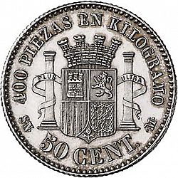 Large Reverse for 50 Céntimos 1869 coin