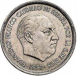 Large Obverse for 50 Pesetas 1957 coin