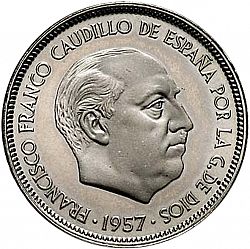 Large Obverse for 50 Pesetas 1957 coin