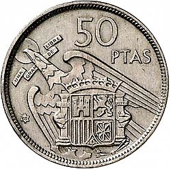 Large Reverse for 50 Pesetas 1957 coin