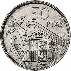 Large Reverse for 50 Pesetas 1957 coin