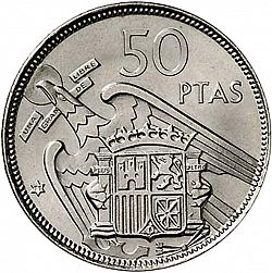 Large Reverse for 50 Pesetas 1957 coin