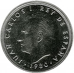 Large Obverse for 50 Pesetas 1980 coin