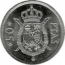 Large Reverse for 50 Pesetas 1975 coin
