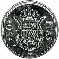 Large Reverse for 50 Pesetas 1975 coin