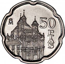 Large Reverse for 50 Pesetas 1995 coin