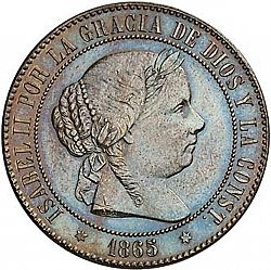 Large Obverse for 5 Céntimos Escudo 1865 coin