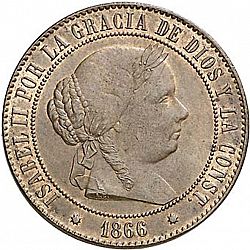 Large Obverse for 5 Céntimos Escudo 1866 coin