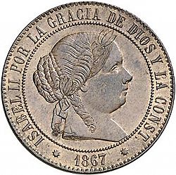 Large Obverse for 5 Céntimos Escudo 1867 coin