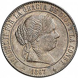 Large Obverse for 5 Céntimos Escudo 1867 coin