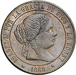 Large Obverse for 5 Céntimos Escudo 1868 coin