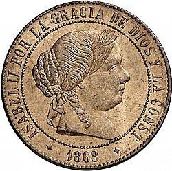 Large Obverse for 5 Céntimos Escudo 1868 coin