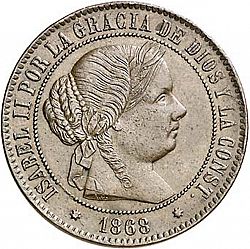 Large Obverse for 5 Céntimos Escudo 1868 coin