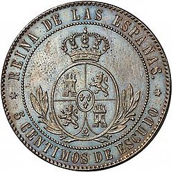 Large Reverse for 5 Céntimos Escudo 1865 coin
