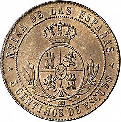 Large Reverse for 5 Céntimos Escudo 1866 coin