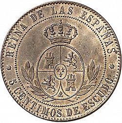 Large Reverse for 5 Céntimos Escudo 1866 coin