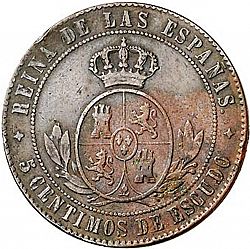 Large Reverse for 5 Céntimos Escudo 1866 coin