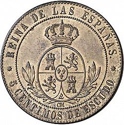 Large Reverse for 5 Céntimos Escudo 1867 coin