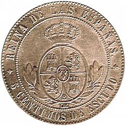 Large Reverse for 5 Céntimos Escudo 1867 coin