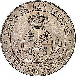 Large Reverse for 5 Céntimos Escudo 1867 coin