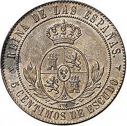 Large Reverse for 5 Céntimos Escudo 1867 coin