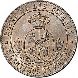 Large Reverse for 5 Céntimos Escudo 1868 coin