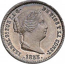 Large Obverse for 5 Céntimos Real 1855 coin