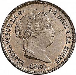 Large Obverse for 5 Céntimos Real 1860 coin