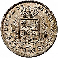 Large Reverse for 5 Céntimos Real 1857 coin