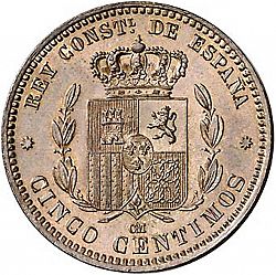 Large Reverse for 5 Céntimos 1877 coin