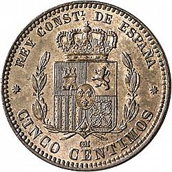 Large Reverse for 5 Céntimos 1878 coin