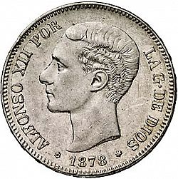 Large Obverse for 5 Pesetas 1878 coin