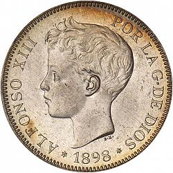 Large Obverse for 5 Pesetas 1898 coin